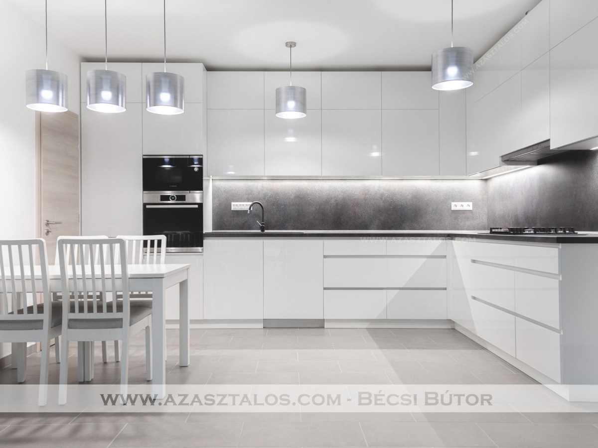 Rauvisio modern hófehér magasfényű konyhabútor