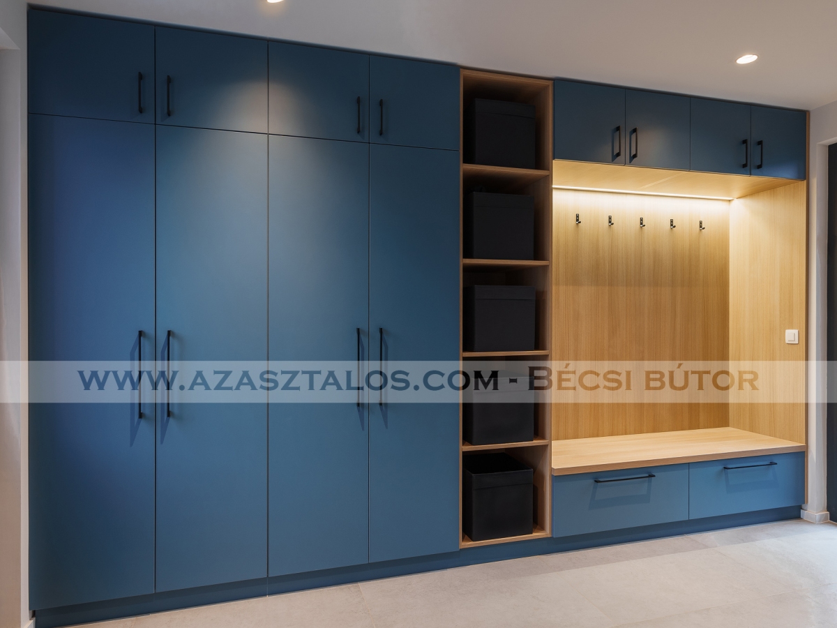 Extra matt kék modern előszoba szekrény